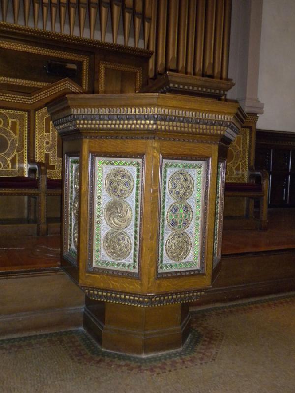 Willard Memorial Pulpit:  pulpit with mosaic panels